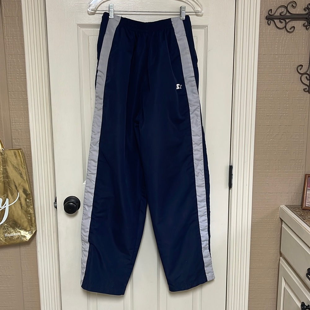 Vintage Starter Full-Snap
Breakaway Tear Away pants. Size medium. Navy and gray